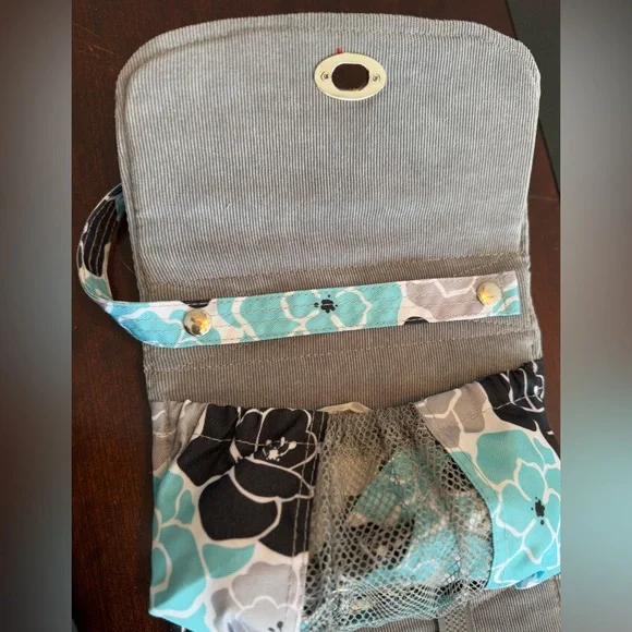 Lilly Bit Elegant Mini Baby Bag - Black, Aqua Diaper Clutch Adjustable Crossbody - Picture 7 of 12
